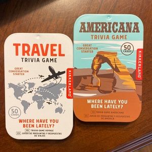 NWT Brand New Trivia Card Games Perfect for Road Trips: Americana & Travel